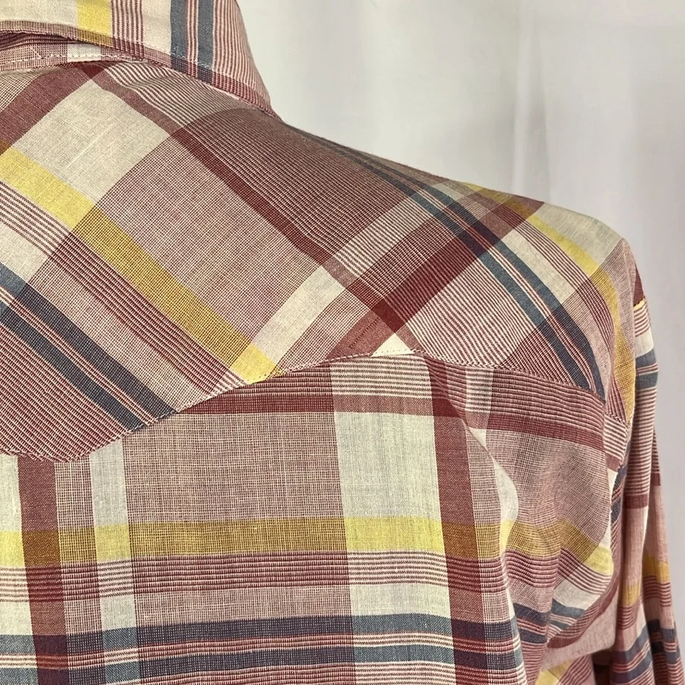 Vintage Youngbloods Authentic Western Red Plaid Pearl Snap Button Down Shirt